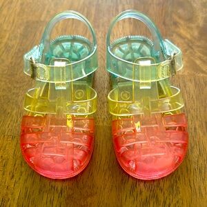 Rainbow Jelly Shoes! Baby Jellies Size 4.